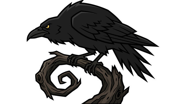 Black Crow on Branch.