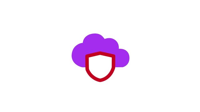 Cloud Shield Icon Animation, Cyber Security and Data Protection Symbol