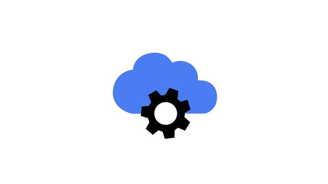 Cloud Settings Icon Animation with Gear Symbol, Cloud Management and Server Configuration
