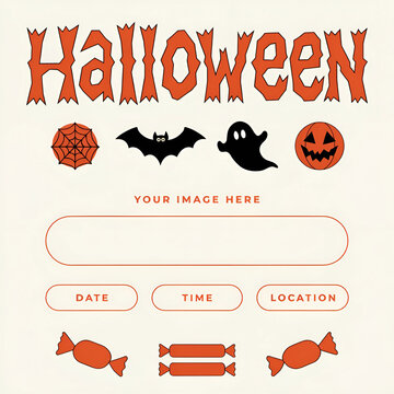 flat vertical poster template for Halloween season