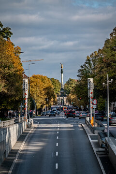 Prinzregentenstrasse Leading Toward Friedensengel Monument Munich Germany