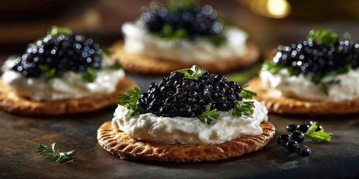 Caviar and cream cheese snack