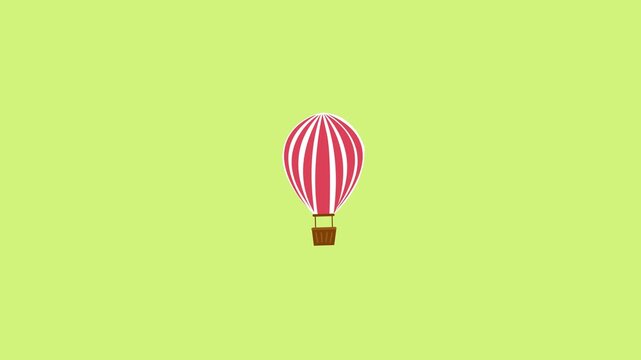 Minimal hot air balloon parachute animation featuring smooth upward flying motion in a colorful flat design style