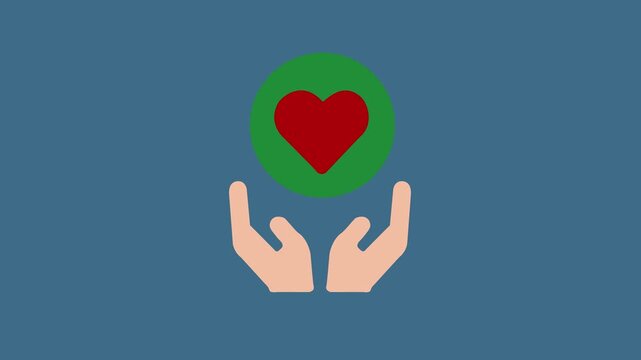 Hands Holding Heart Icon for Care, Charity and Healthcare Support
