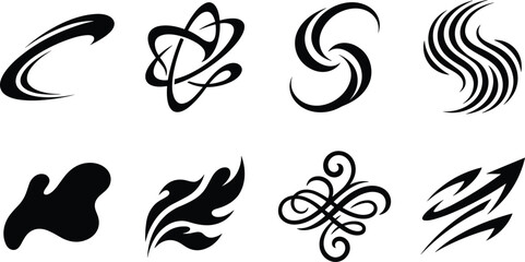 Fototapeta premium Abstract Decorative Swirl and Modern Ornament Silhouette Collection for Creative Branding Elements