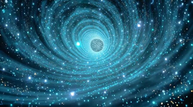 Cosmic Tunnel Video with Glowing Orbs, Infinity Space Travel Footage