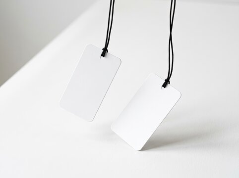 Hang Tag Mockup, Blank Card Display with String and Copy Space, Product Branding Concept