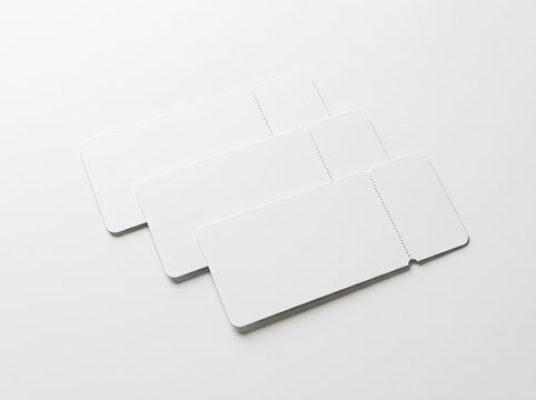 Blank Ticket Mockup, Clean Presentation on White Background with Copy Space, Event Promotion Concept