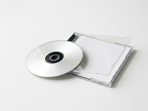 CD Case Mockup, Minimalist Studio Setup with Blank Disc and Jewel Case, White Background, Product Branding Concept