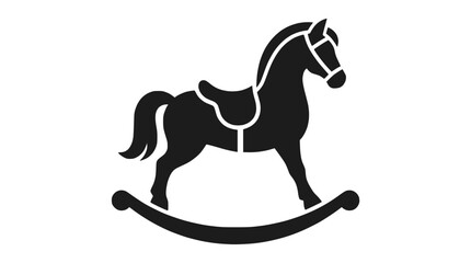 Fototapeta premium Classic rocking horse silhouette icon for nursery themes.