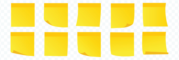 Sticky note reminder. Post it note paper. Collection of fifteen pastel colored square sticky notes. Sticky notes icon element in flat simple style. © icon studio 333