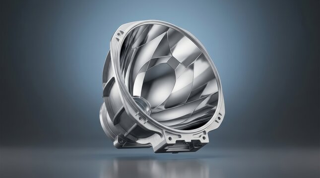 Industrial optical reflector 3D render high performance luminous energy redirection component precision surfaces commercial spotlight platforms