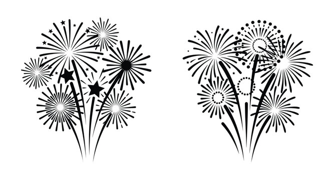 Black dandelion flowers and stars illustration Vector