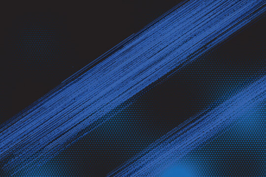Diagonal blue streaks over black hexagonal grid background, abstract geometric
