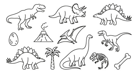 Dinosaur Vector Icons, Prehistoric Creatures Collection, Jurassic Era Animals, Paleontology Elements, Cartoon Style © Carter
