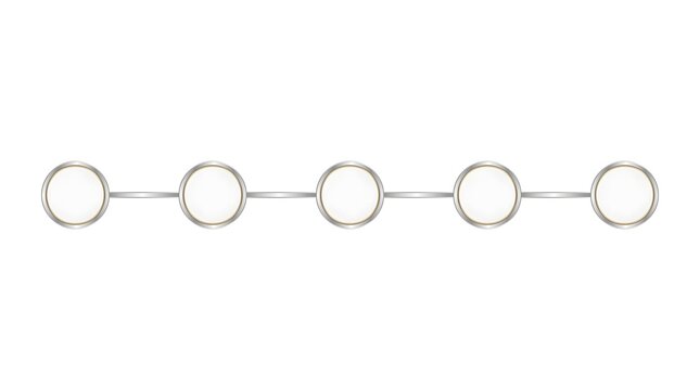 Minimalist linear chain of connected circles on plain white background