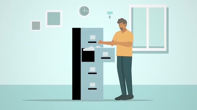 Man Making a Hot Drink or Coffee at Office Vending Machine, Workplace Break and Refreshment Concept, 2D Vector Scene