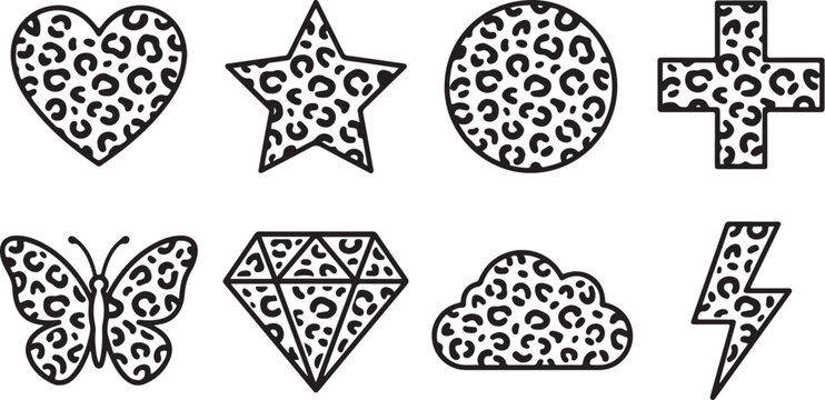 Leopard print geometric icons set