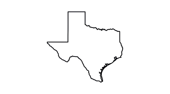 Texas state map outline in minimalist black line art