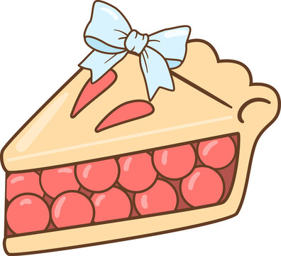 Slice of Cherry Pie with Blue Bow