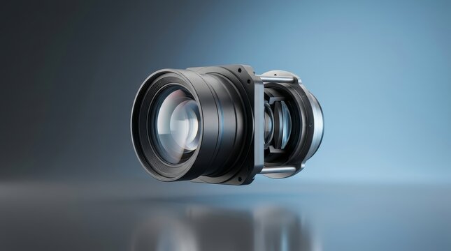 Industrial projection lens assembly 3D render professional optical subsystem multi element focusing precision imaging machine vision integration