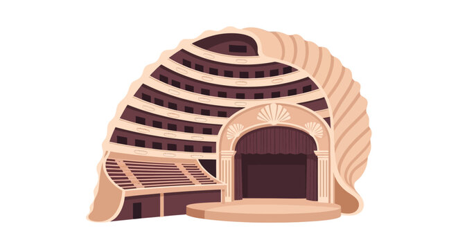 a colorful illustration of a theater.