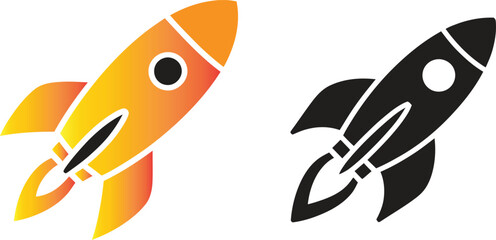 Rocket ship illustration with flames vector. © Minu