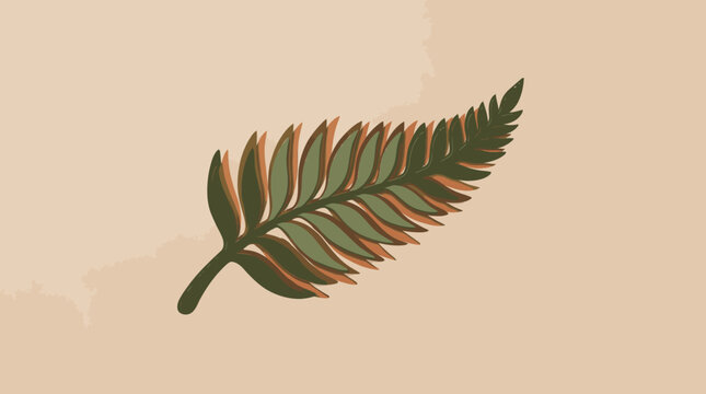 Single Fern Leaf Frond Isolated On Background.