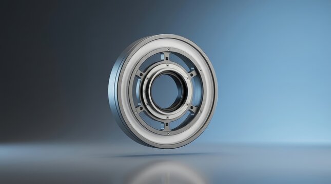 Industrial ring inspection light 3D render, circular machine vision illumination system, precision imaging lighting fixture