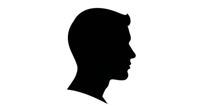 Silhouette of a mans head in profile isolated on white background