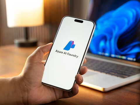 Microsoft Azure ai foundry logo is displayed on a smartphone screen in Bangalore, India, on June 25, 2026
