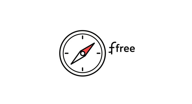 Compass with "free" text, concept of freedom, direction, and exploration