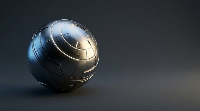 Sleek futuristic metallic orb with glowing blue and gold light