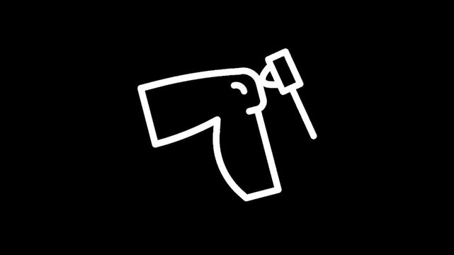 Simple line drawing of a knee joint with a reflex hammer testing a reflex