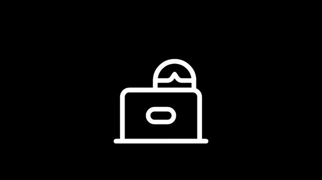 Simple white line icon of a padlock on a black background, representing security and protection