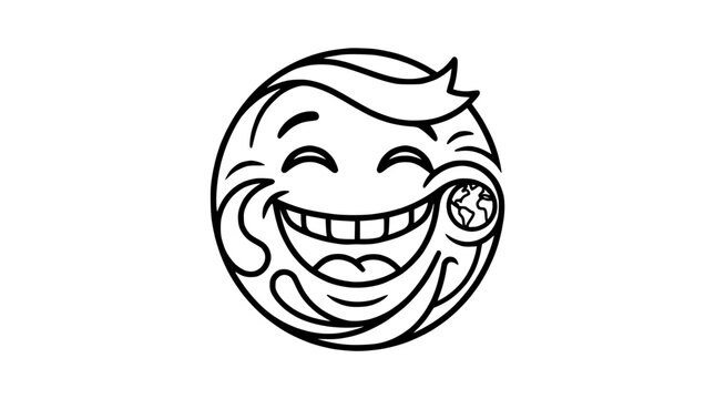 Joyful Emoji Face Laughing Out Loud with World Element