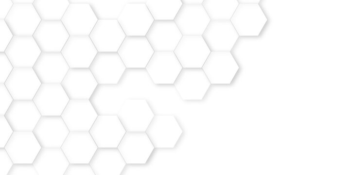Abstract background with hexagons Abstract hexagon polygonal pattern background vector.  Futuristic abstract honeycomb mosaic white background. Hexagonal white hexagons honeycomb wallpaper. 