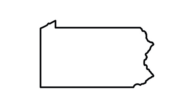Pennsylvania state map outline in minimalist black line style