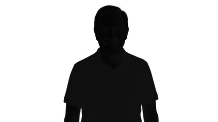 Silhouette of person wearing black polo shirt standing alone © md
