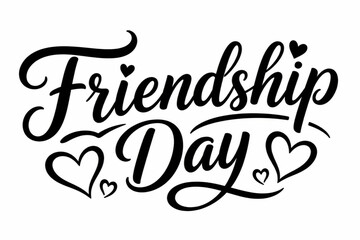 Fototapeta premium Friendship day lettering text design with decorative hearts for greeting cards