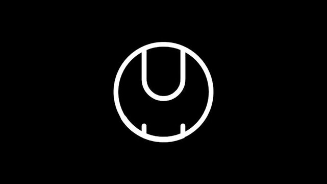 Minimalist white letter U inside a circle on a black background
