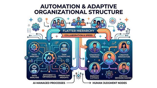 Infographic showing ai automation and human collaboration in business