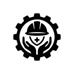 Fototapeta premium Comprehensive Set of Industrial Safety Emblem Designs Featuring Worker Icon Graphics for Construction Site Protection and Occupational Health