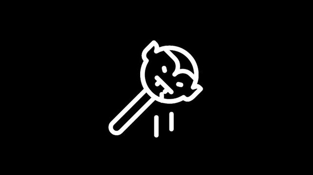 Stylized vampire lollipop icon with fangs and dripping effect on black background
