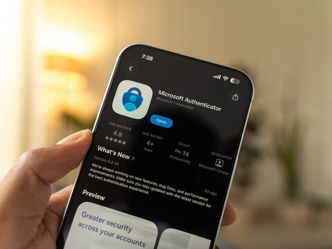 Microsoft Authenticator logo is displayed on a smartphone screen in Bangalore, India, on June 25, 2026
