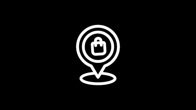 Location icon with shopping bag inside, representing a store or retail destination