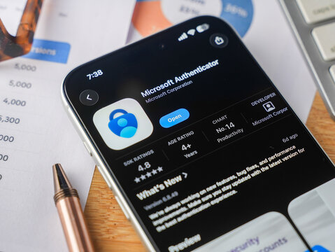 Microsoft Authenticator logo is displayed on a smartphone screen in Bangalore, India, on June 25, 2026
