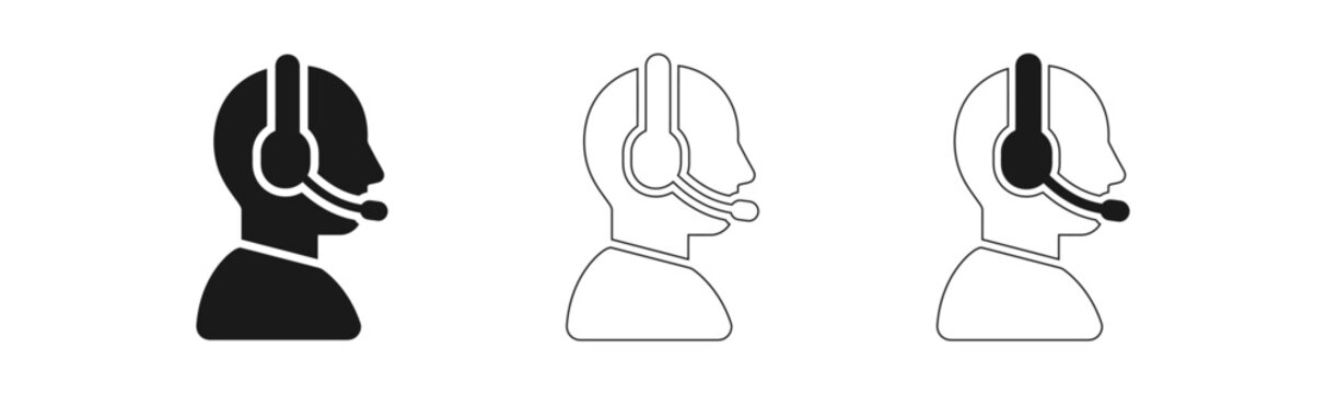 Customer service representative icon set for support and help desk