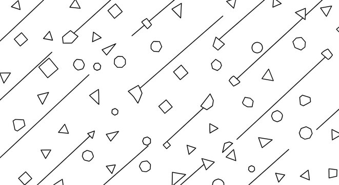 Abstract Geometric Pattern with Diagonal Lines and Simple Shapes