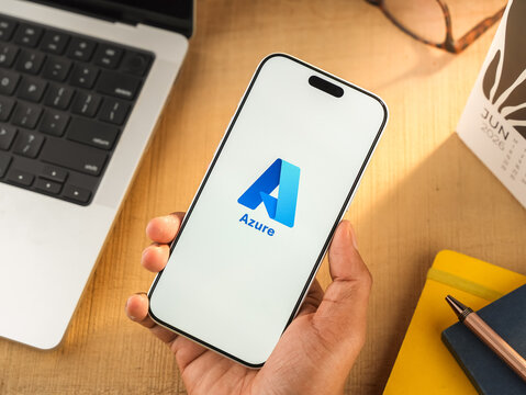 Microsoft Azure logo is displayed on a smartphone screen in Bangalore, India, on June 25, 2026
